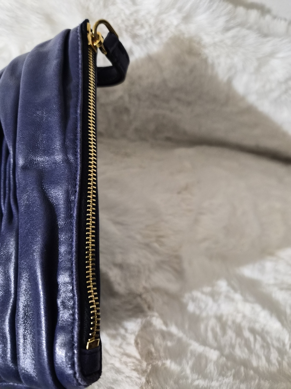 Miu Miu Navy Leather Wristlet Clutch - Picture 10 of 11